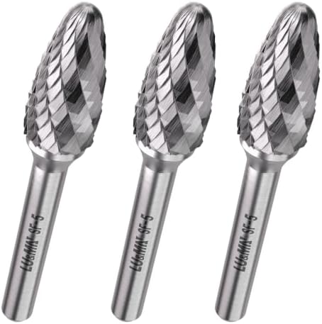 LU&MN SF-5 Tungsten Carbide Burr, 1/2" Head 1/4" Shank, 3 Pcs