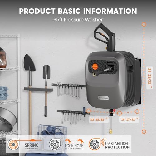 Giraffe Tools Grandfalls Retractable Wall Mount Pressure Washer G20, 65FT