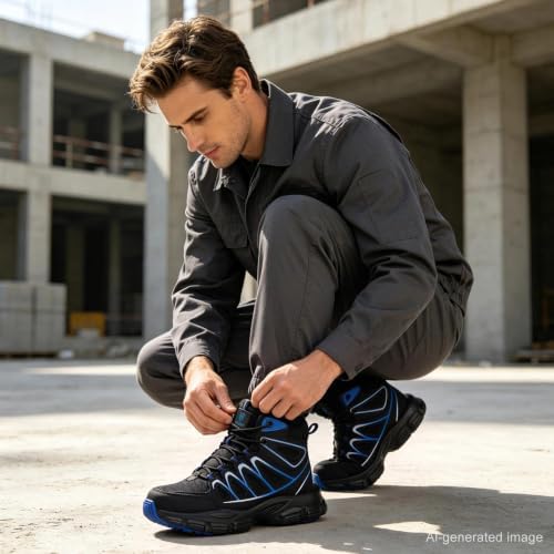 Hogent Steel Toe Shoes for Men Women - Non Slip & Lightweight Work Shoes