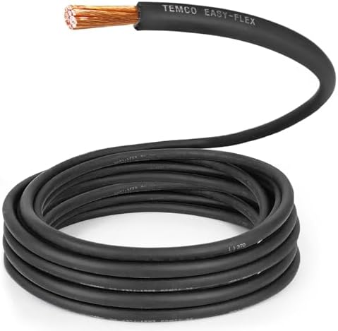 TEMCo 2 Gauge AWG 75 Ft Black Flexible Pure Copper Made in USA Welding Cable Battery Wire - Heavy Duty Solar, Inverter, Car, RV, Truck