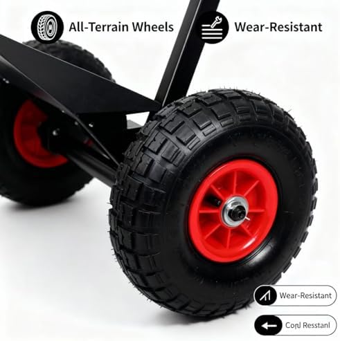 【Local delivery 】 29in Galvanized Blade Heavy-Duty 2-Wheel Snow Pusher Hand Plow for Snow Removal w/Wheels, Adjustable Handle, Blade Angle (Black)