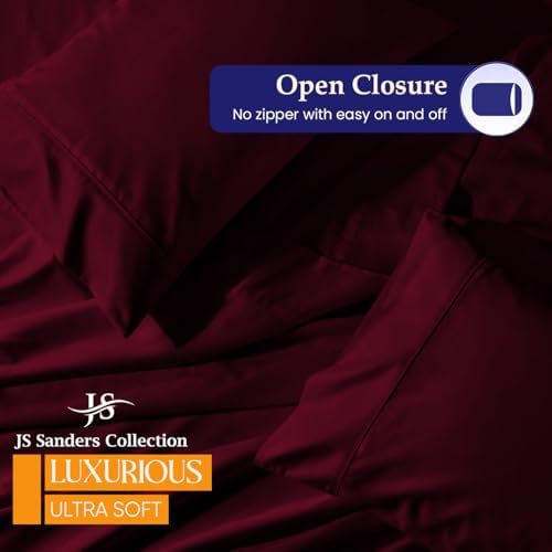 JS Sanders V Berth Boat Sheet 3 Pcs 600 TC Egyptian Cotton,Burgundy