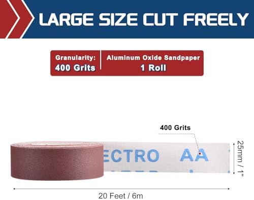 Sandpaper Roll 1Inch 20FT 400Grit Aluminum Oxide Emery Cloth Roll
