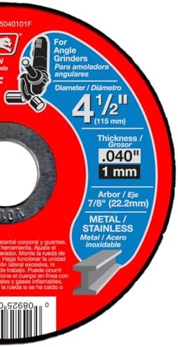 Diablo Thin Kerf Metal Cut-Off Discs - 4-1/2" Diameter, 7/8" Arbor, Type 1 Hub, 0.04" Thickness, 13280 Max RPM, 15-Pack - DBD045040115F