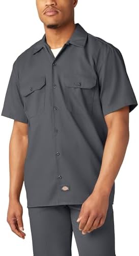 Dickies Men’s Short Sleeve Work Shirt – Durable Twill Button Down Shirts for Men, Lightweight Uniform for Daily Wear