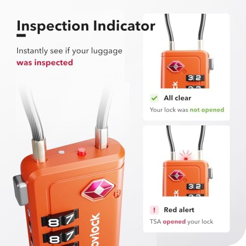 TSA Approved Luggage Locks, Travel Locks with Inspection Indicator