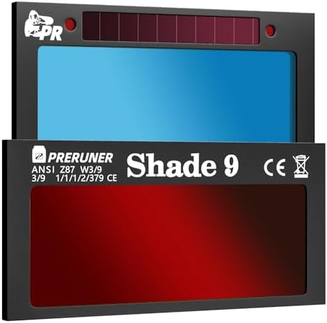 Core Series Red Shade 9 Auto Darkening Welding Lens 2"x4 1/4", Slim 0.2" Welding Lens with Teal Clarity View for Pancake & Sugar Scoop Welding Hoods