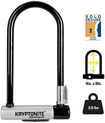Kryptonite Kryptolok Standard Bike U-Lock, Heavy Duty 12.7mm Steel Shackle