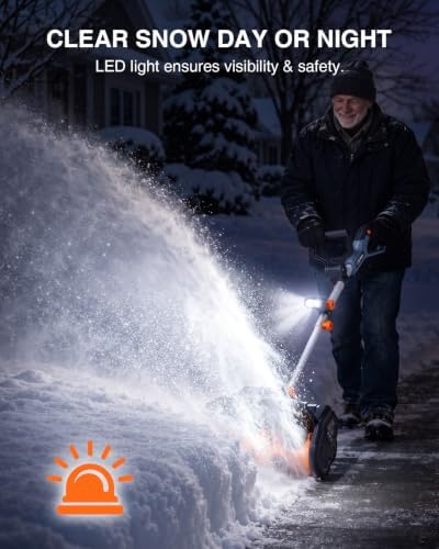 40V Electric Snow Shovel, 16 Inch Brushless Cordless Snow Blower with Wheel