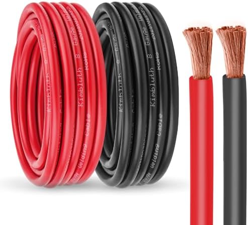 8 Gauge Battery Cable Copper Wire, 20FT Red + 20FT Black