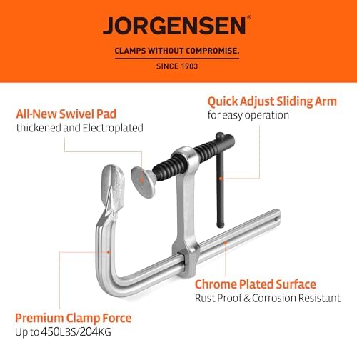 Jorgensen 6-Inch Light-Duty Drop Forged Steel Bar Clamps, 2-Pack