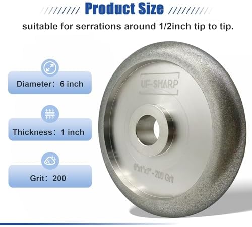 Diamond Serration Grinding Wheel, 1 inch, 200 Grit