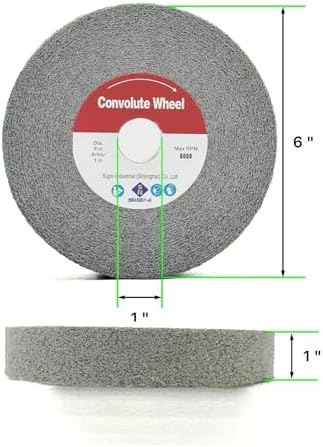 SIGNI Aluminum Oxide Non Woven Nylon Convolute Wheel, EXL 8A Medium Grit 6" x 1" x 1", Deburring Polishing Finishing Wheel for Metal Stainless Steel, 1 Pack