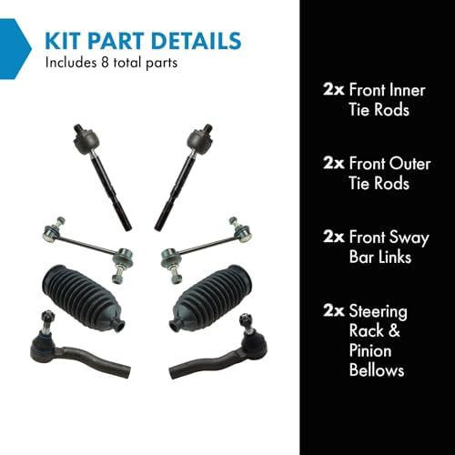 TRQ Front Steering & Suspension Kit Steering Rack & Pinion Bellow Sway Bar