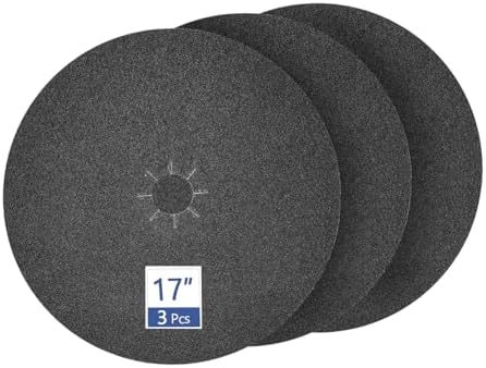HUAALIUCHE Floor Sanding Disc Cloth-Backed Silicon Carbide，17" x 2" Holes for Concrete, Stone, 60 Grit, 3-Pack