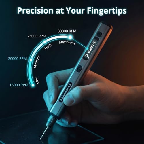 ARROWMAX Engraving Pen for Metal Wood Glass Plastic with OLED, 30000 RPM