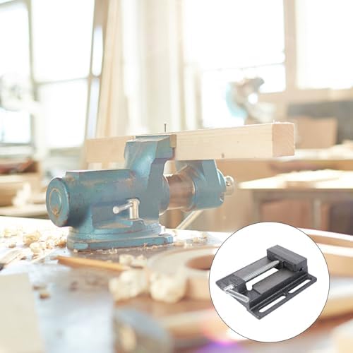 4 Inch Drill Press Vise Bench Clamp for Woodworking and Milling, Cast Iron Table Vise with Flat Jaw Opening, Small Workholding Device for Drilling Machines Random Color