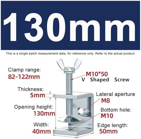 1PCS Galvanized Carbon Steel Tiger Clamp Multiple Shapes Open Height 20-130MM Thickened Material Fixed Fixture Clamping Device(130MM,V Type)