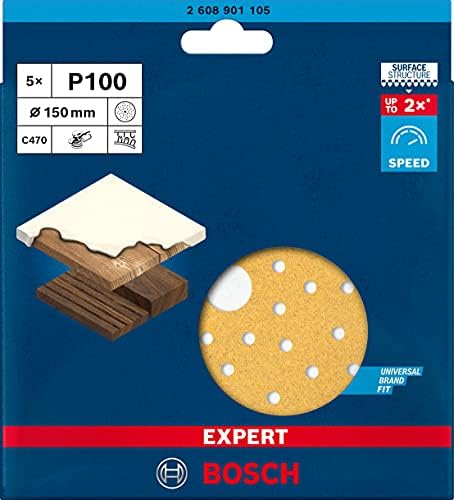 Bosch Professional 5x Expert C470 Sandpaper (Ø 150 mm, Grit 100, Accessories Orbital Sander)