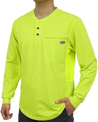 BOCOMAL FR Shirts for Summer Breathable Vented Mesh Flame Resistant Henley