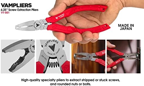 VAMPLIERS 2-PC Screw Extractor Pliers Set: 8" Linemans, 6.25" Combo Plier