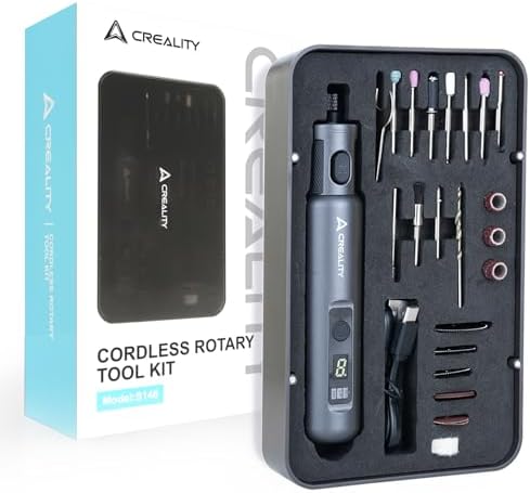 Creality Mini Cordless Rotary Tool for 3D Prints Finishing 24-in-1 USB Charging 3.7V 6-Speed Power Rotary Tool Kit for 3D Print Crafts Sanding, Polishing, Support Removal, Drilling, Etching, Engraving