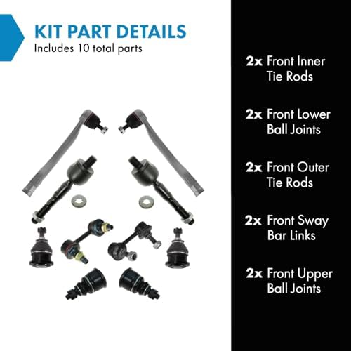 TRQ Front Steering & Suspension Kit Ball Joint Sway Bar Stabilizer Link Tie