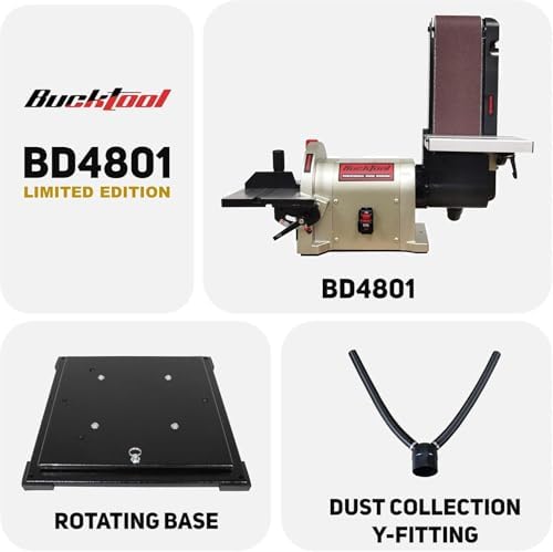 4x36 Belt and 8 Disc Sander Combo with Rotating Base, Dust Collection System, 34" Direct Drive Benchtop for Woodworking - Perfect for DIY and Professional Use