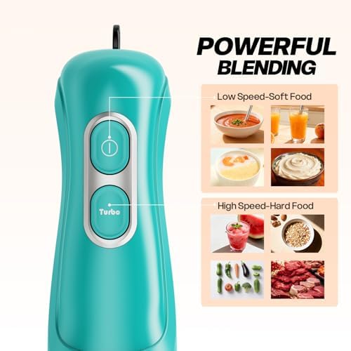 Turelar Immersion Blender Corded 400W, 2 Speed, Emulsifier, Blend, BPA-Free