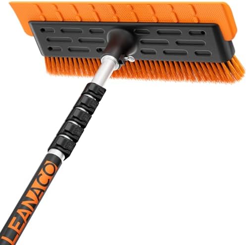 Year-Round Roof Rakes for Snow, Leaves & Moss – 16” No-Scratch Foam Blade & Roof Brush, 4.7-24ft Telescoping Snow Rake for Roof, Solar Panels, RVs & Cars, C-Shaped Push/Pull -Patent Pending