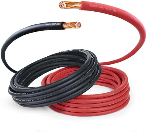 TEMCo 4/0 Gauge AWG 40 Ft Black + 40 Ft Red Flexible Pure Copper Made in USA Welding Cable Battery Wire - Heavy Duty Solar, Inverter, Car, RV, Truck