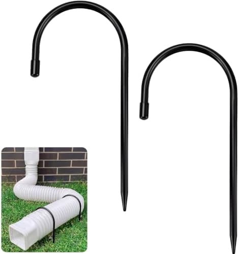 Zhengmy 2 Pcs Rain Gutter Downspout Extension Fixing Pin Downspout Ground Stake Holds Extensions Secure in Wind and Rain, Iron Fits 4" Round Pipes, Easy No Drill Installation