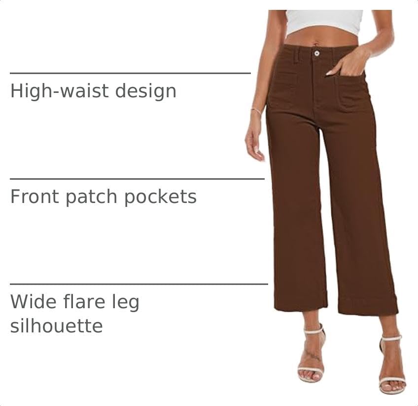 Wide Leg Jeans for Women Trendy High Waisted Flare Jeans Cropped Pants Stretchy Baggy