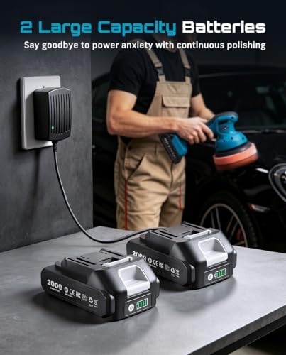 SEESII 6 Inch Cordless Car Polisher Kit with 2x2000mAh 21V Batteries