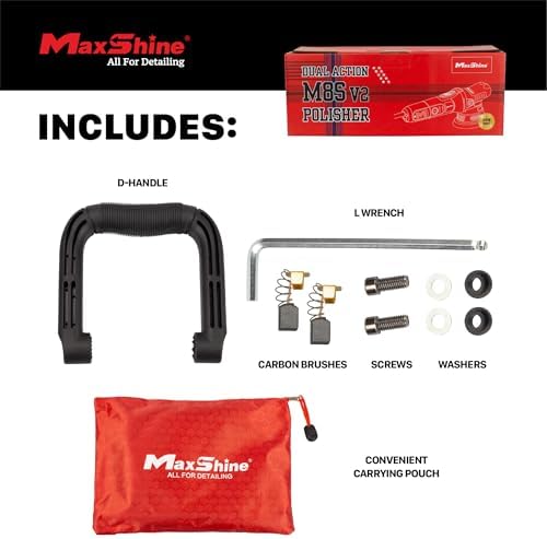Maxshine M8S V2 Dual Action Polisher – 8mm Throw Random Orbital Buffer, 1000W Detailing Machine with 5″ Backing Plate – 6-Speed, 5/16″ Thread for Car, Truck, SUV & Boat Paint Correction