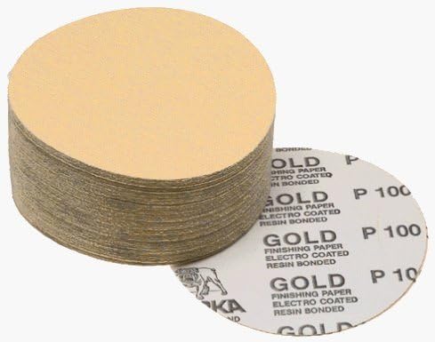 Mirka 23-332-150 5" Bulldog Gold (No-Hole) 150 Grit PSA Sanding Discs - 100 Discs per Box