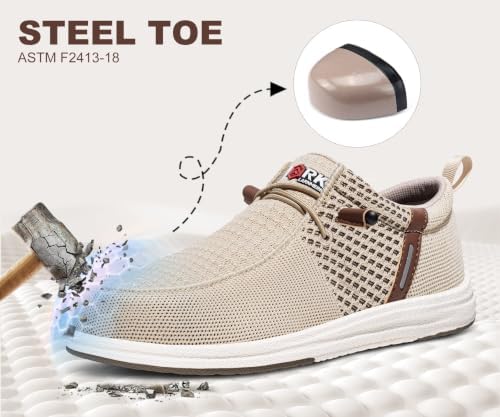 LARNMERN Steel Toe Loafers Women Slip On Work Safety Shoes Walking Sneakers