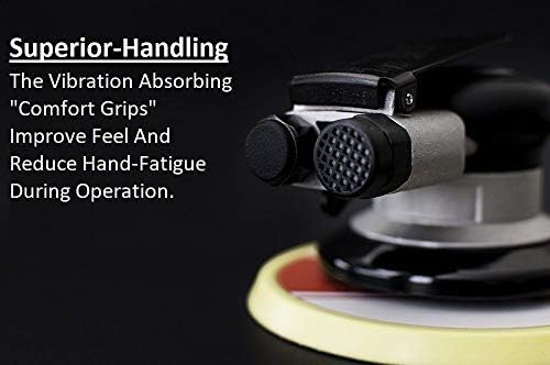 AirVANTAGE Industrial Grade Random Orbital Air Sander Non-Vacuum With Low-Profile Pad, 1/4 in. NPT Air Inlet (5": 3/32- PSA Vinyl)