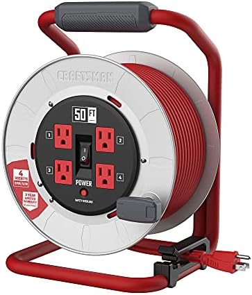 CRAFTSMAN 50 Ft. Contractor Edition Retractable Cord Reel, 4 Outlets
