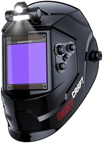 ARCCAPTAIN Auto Darkening Welding Helmet with Light, 3.94"X3.66" Large View