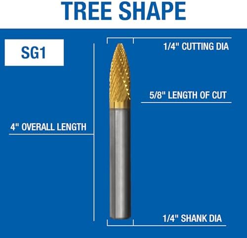 Champion Cutting Tool SG1 Double Cut TiN Coated Carbide Bur