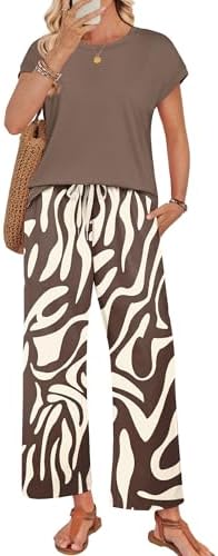 WIHOLL Two Piece Sets for Women Summer Spring Outfits Lounge Sets Beach Vacation Clothes Airport Travel Matching Clothing