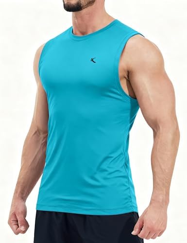 KPSUN Men's Quick Dry Workout Tank Top Summer Beach Shirt | UPF 50+ Sleeveless Gym Muscle Shirt with Hidden Pocket for Keys. Ideal for Gym Training, Outdoor Running, And Beach Workouts