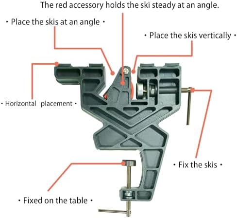 Ski and Snowboard Vice, No-Slip Vise Grips, Upgrade Adjustable Tuning and Waxing Ski Vice with Horizontal and Vertical Working Positions, Secure Board Grip Center Arm