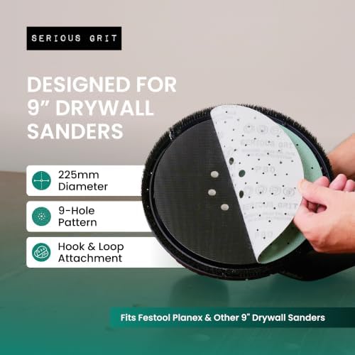 Serious Grit - 225mm (9-Inch) P100 Grit Drywall Sanding Discs - 25 Pack Box