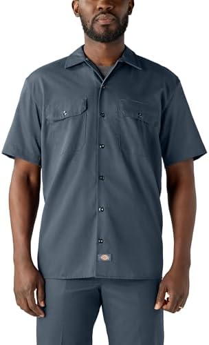 Dickies Men’s Short Sleeve Work Shirt – Durable Twill Button Down Shirts for Men, Lightweight Uniform for Daily Wear