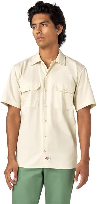 Dickies Men’s Short Sleeve Work Shirt – Durable Twill Button Down Shirts for Men, Lightweight Uniform for Daily Wear