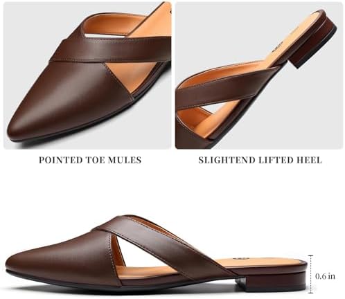 Rekayla Women's Mules Closed Pointed Toe Flats Backless Loafers Shoes for Women