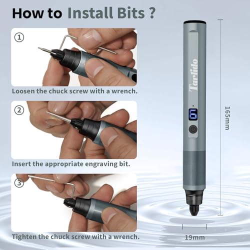Tarlido Electric Engraving Pen, Mini Cordless Rotary Tools, USB-C Rechargeable Etching Pen, 4V/1200mAh DIY Engraver Machine for Metal, Wood, Glass, Plastic,2 Stencils, Dark Grey