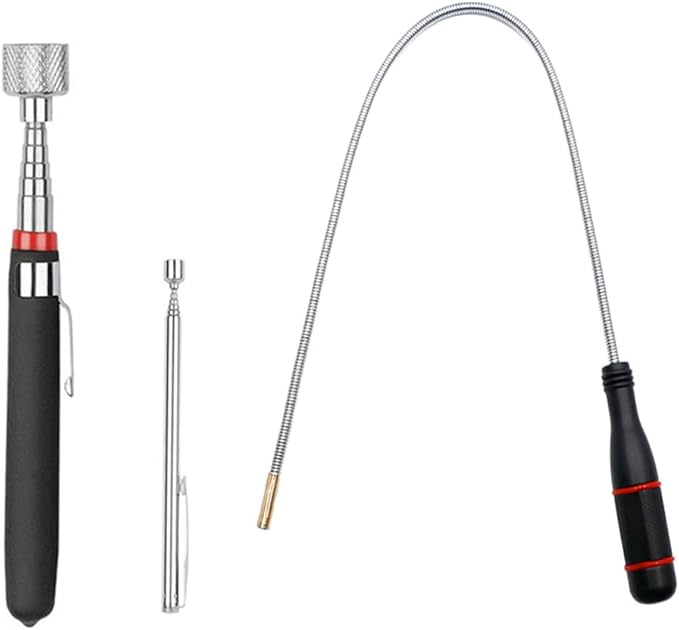 3 Pack Telescoping Magnet Pick-up Tool Set - Retrieving Telescoping Magnet Pickup Tools，Extendable Magnetic Pick Up Tools，Bendable Spring Magnet Stick